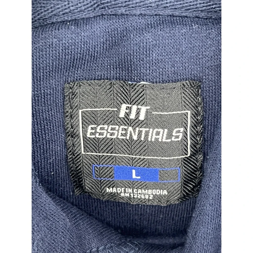 Fit Essentials Stitch  Patch Hoodie Mens L Navy Blue Spellout Disney EUC